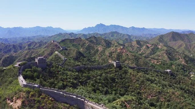 空中，中国长城古时军事防御建筑锦绣河山祖