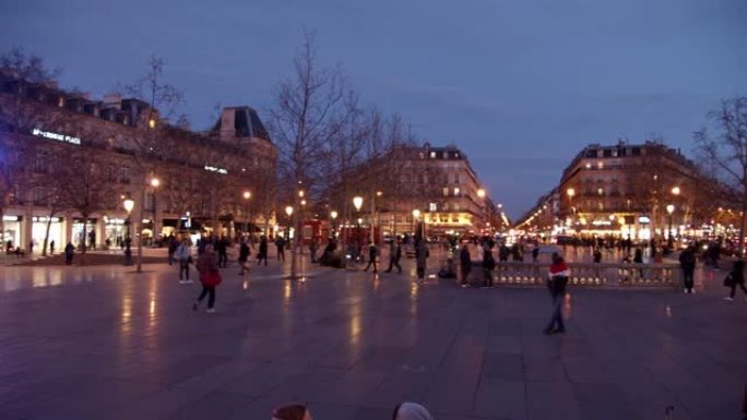巴黎步行广场法国街头人流旅游