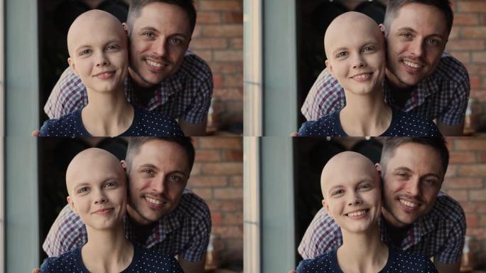 深情的家庭夫妇一起战胜癌症。