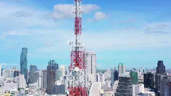 城市上空的5g电信塔
