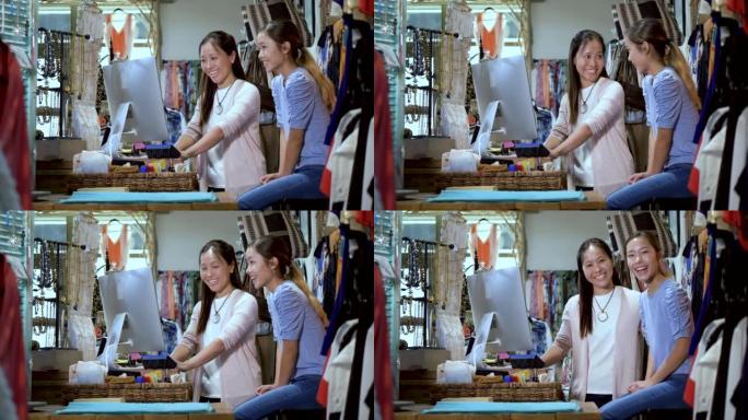 在服装店工作的韩国母女