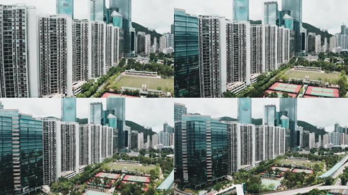 香港公寓楼的俯视图。鸟瞰图无人机照片