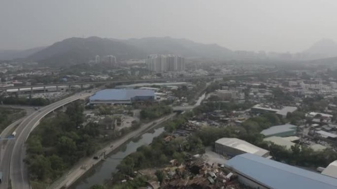 香港旧村和天水围村鸟瞰图