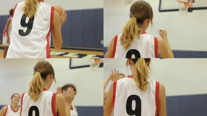 女子高中篮球运动员得分篮
