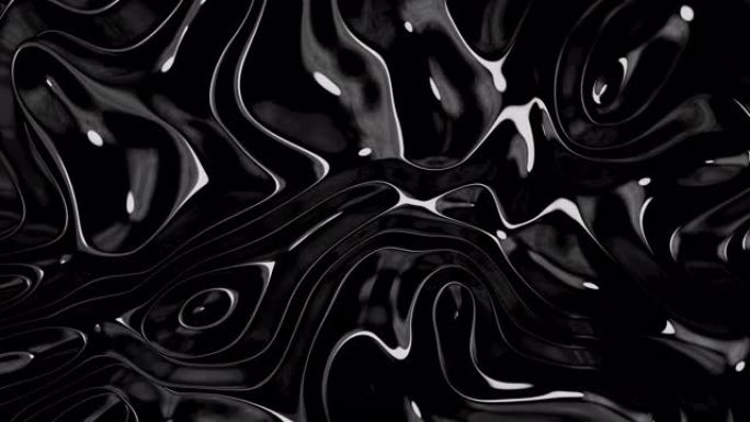 黑色反光液体蠕动图案的抽象循环背景