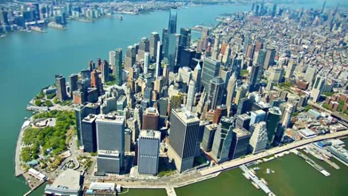 曼哈顿下城。金融区。鸟瞰图。