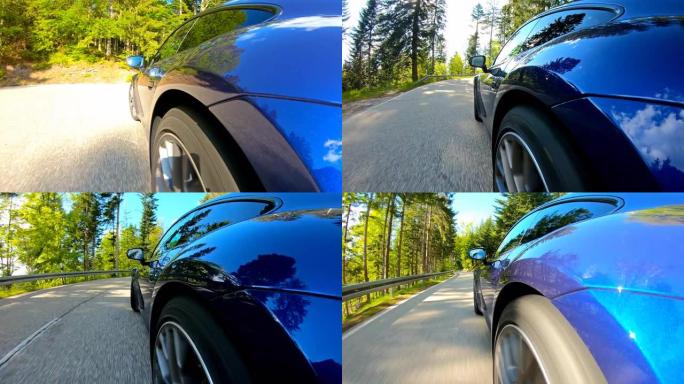 在绿色风景环绕的蜿蜒山路上行驶