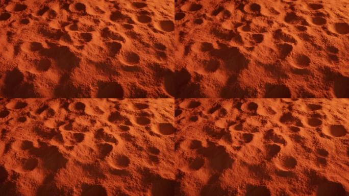 在火星红色星球表面移动