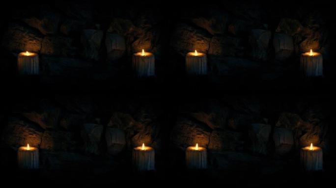 岩石墙边界蜡烛中世纪背景