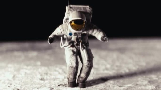 宇航员在月球表面跳舞。