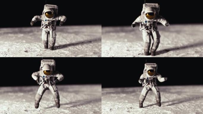 宇航员在月球表面跳舞。
