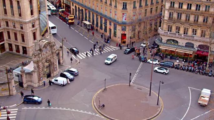 巴黎街的鸟瞰图。法国文化、城镇、户外活动