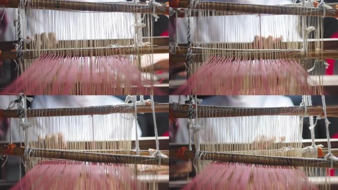 传统棉手工编织中国非遗织布机