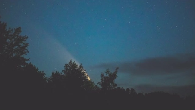 傍晚天空上落下的彗星。时间流逝