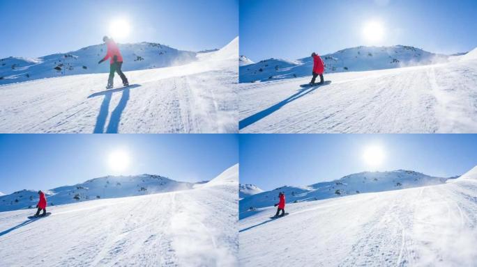 滑雪场上的滑雪者滑冰雪运动冬天体育下雪冰