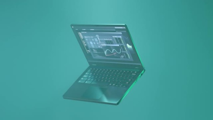 带计算机代码用户界面的浮动笔记本电脑