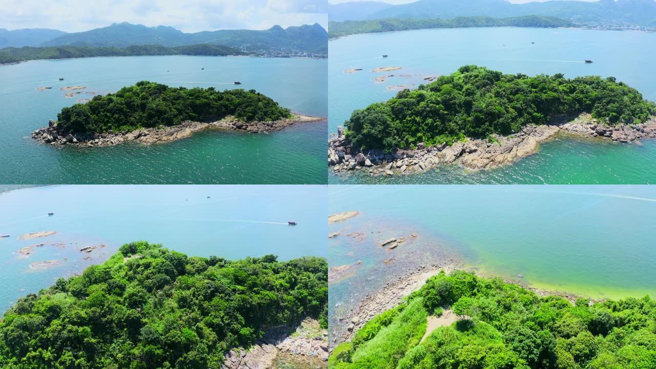 香港西贡村犀利岛无人机景观