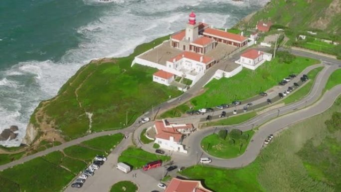 葡萄牙，Cabo da Roca的大西洋海岸无人机视图。夏日