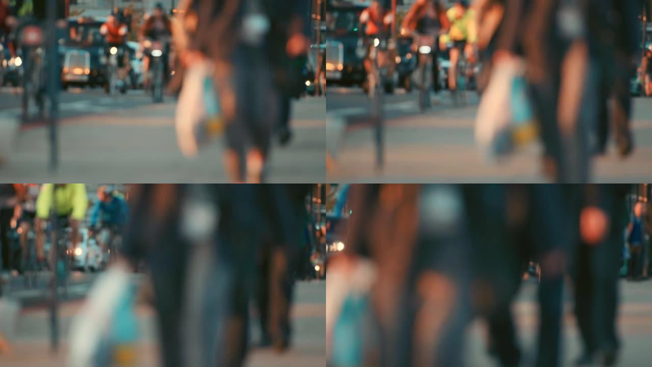 4k无法识别的人在城市旅行的录像