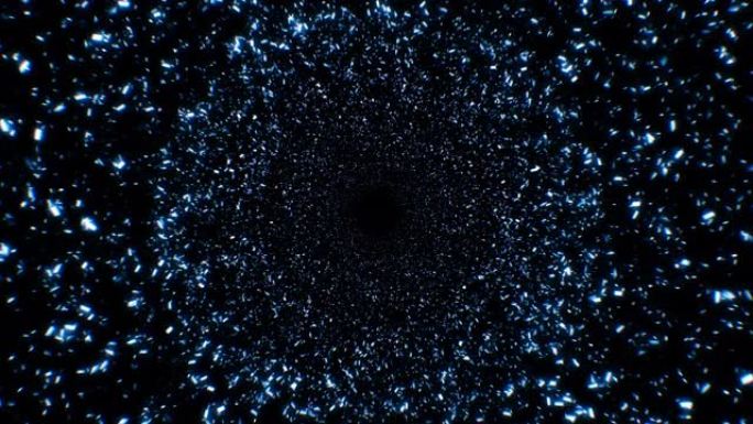 美丽闪烁的碎片蓝色飞舞无缝。闪闪发光的粒子的循环3d动画。
