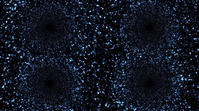 美丽闪烁的碎片蓝色飞舞无缝。闪闪发光的粒子的循环3d动画。