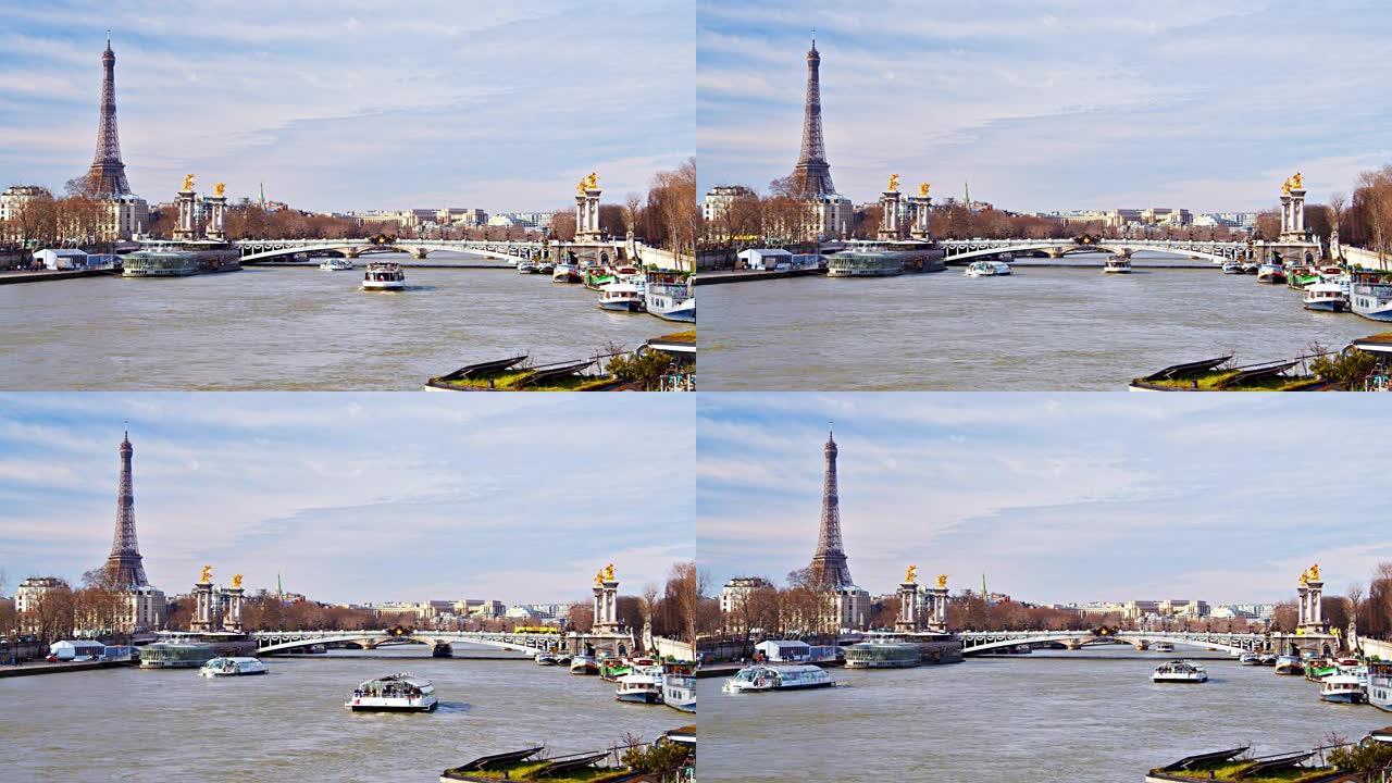 埃菲尔铁塔和河流。巴黎大城市景观