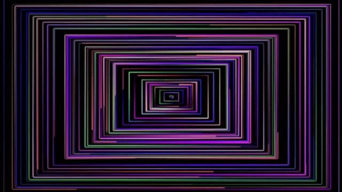 抽象动画背景，矩形的霓虹灯标志