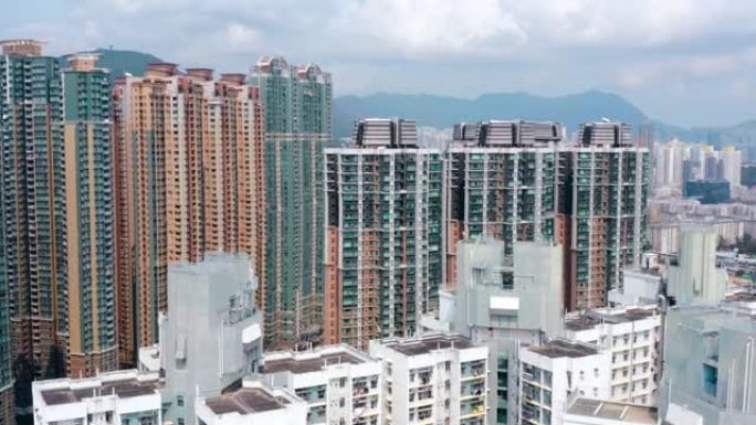 香港高密度生活的无人机视图