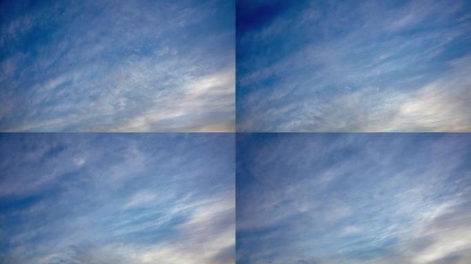 带卷层云的延时蓝天，从前向后移动