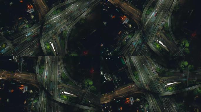 格拉斯哥市中午交通拥挤的复杂公路路口鸟瞰图