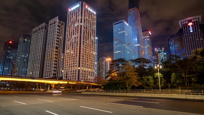 深圳商务金融中心灯光秀城市风光
