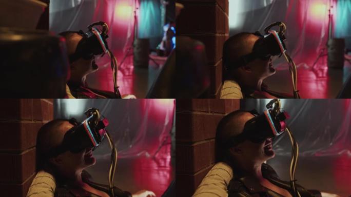 虚拟现实护目镜中的赛博朋克女孩