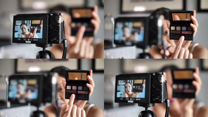 Youtuber在线社交媒体上关于在家化妆化妆品的博客