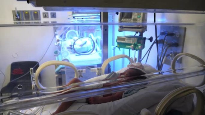 在NICU的带氧气的孵化器中，拉丁美洲的新生婴儿