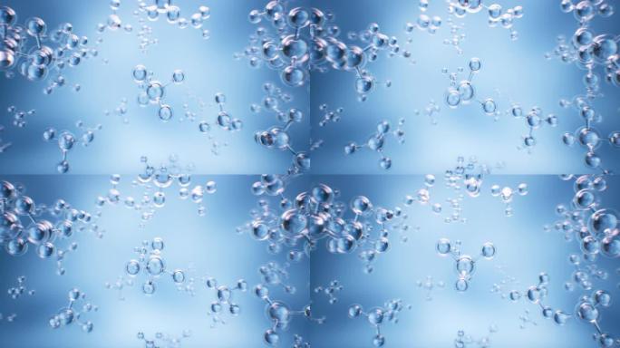 蓝色背景上的分子模型