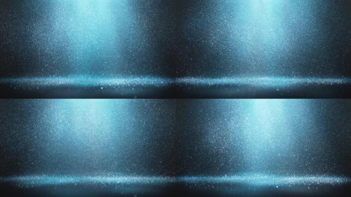蓝色粒子下雨-可循环背景动画-闪光，雪，雨
