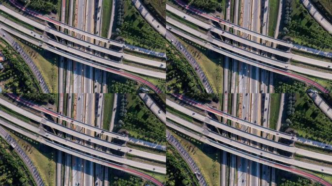无人机视点高速公路交叉口汽车交通运输技术概念