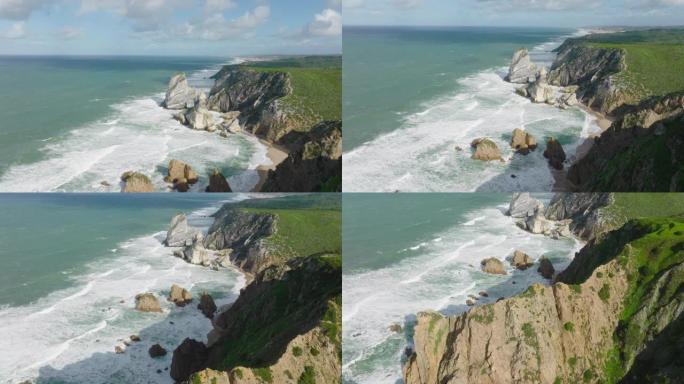 葡萄牙，Cabo da Roca的大西洋海岸无人机视图。夏日