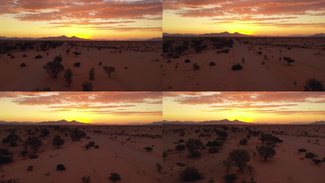 WS日落时宁静的沙漠景观，纳米比亚，非洲
