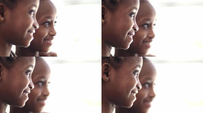 笑脸非洲儿童非洲姐妹花非洲儿童特写