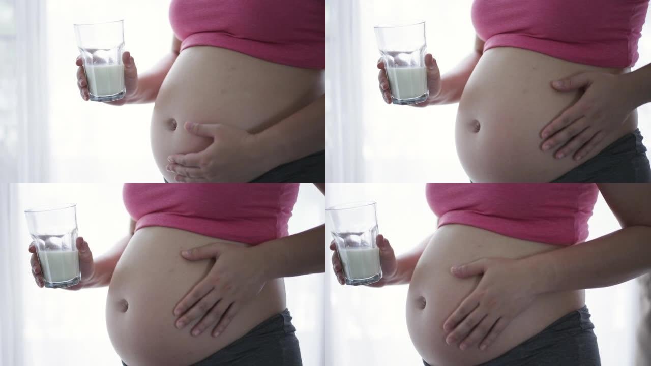 孕妇早晨新鲜，为婴儿喝奶幸福