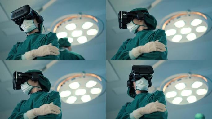 现代医生使用远程技术进行手术。