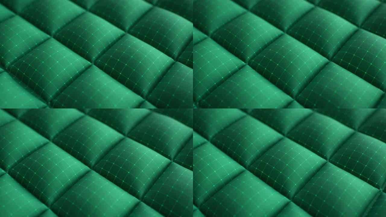 背景是绿色的纺织枕头的形式。