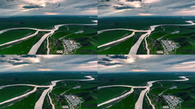 若尔盖草原上的黄河狂风