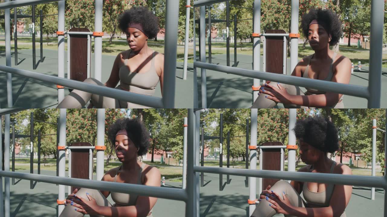 户外锻炼中的加大码黑人女性