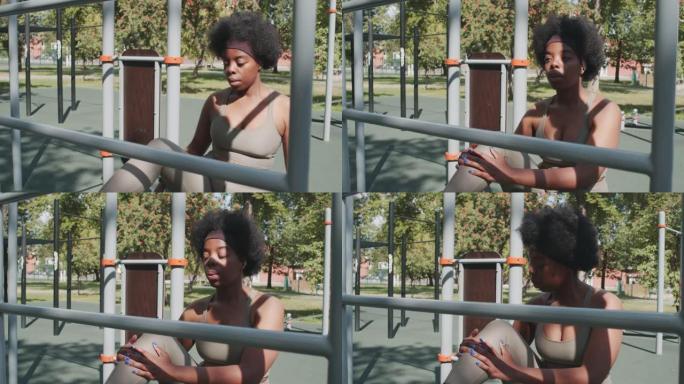 户外锻炼中的加大码黑人女性