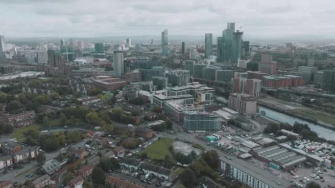 Aerial view of Manchester city in UK