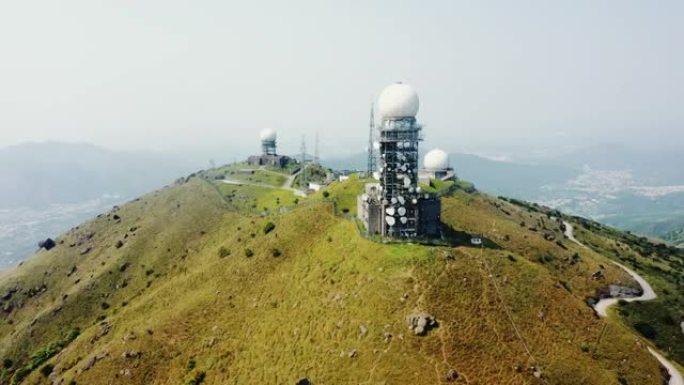香港大帽山雷达站高科技高端科技感