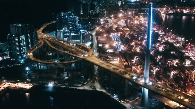 香港夜间的石匠桥唯美