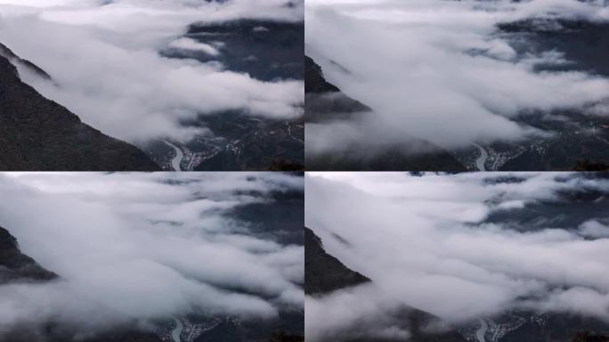 山云的延时摄影气势磅礴波澜壮阔雪山云海